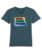 Speed. Power.  Passion.  Tricou mânecă scurtă guler V Bărbat Presenter
