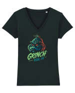 GRINCH MODE ON 2 Tricou mânecă scurtă guler V Damă Evoker