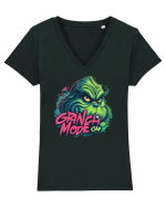 GRINCH MODE ON 3 Tricou mânecă scurtă guler V Damă Evoker