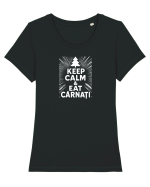 KEEP CALM & EAT CARNATI - CRACIUN - SARBATORI IARNA Tricou mânecă scurtă guler larg fitted Damă Expresser