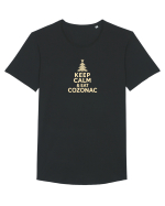 KEEP CALM & EAT COZONAC - CRACIUN - SARBATORI IARNA Tricou mânecă scurtă guler larg Bărbat Skater