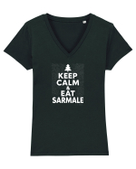 KEEP CALM & EAT SARMALE - CRACIUN - SARBATORI IARNA Tricou mânecă scurtă guler V Damă Evoker