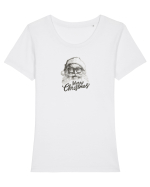 MERRY CHRISTMAS! - Mos Craciun cu ochelari Tricou mânecă scurtă guler larg fitted Damă Expresser