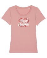 MERRY CHRISTMAS! - text elegant cu crengute de brad Tricou mânecă scurtă guler larg fitted Damă Expresser