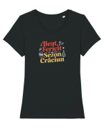 BEAT, FERICIT =  SEZON CRACIUN Tricou mânecă scurtă guler larg fitted Damă Expresser