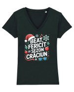 BEAT, FERICIT =  SEZON CRACIUN 2 Tricou mânecă scurtă guler V Damă Evoker