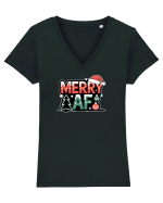 MERRY AS F..CK Tricou mânecă scurtă guler V Damă Evoker