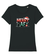 MERRY AS F..CK Tricou mânecă scurtă guler larg fitted Damă Expresser