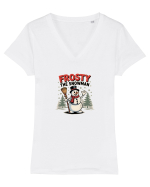 FROSTY THE SNOWMAN (OMUL DE ZAPADA) - CRACIUN  Tricou mânecă scurtă guler V Damă Evoker