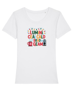 LUMINI, CEAI CALD SI BRAD LA GEAM - CRACIUN 2 Tricou mânecă scurtă guler larg fitted Damă Expresser