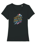 LOVI-TE-AR TRENUL ...FERICIRII, TRASNI-TE-AR FULGERUL IUBIRII! URARE FUNNY Tricou mânecă scurtă guler larg fitted Damă Expresser