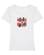 MERRY & BRIGHT  - CRACIUN Tricou mânecă scurtă guler larg fitted Damă Expresser