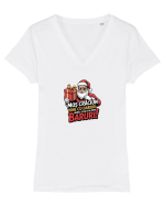 MOS CRACIUN VINE CU DARURI, NUMAI SA NU STAI BRIN BARURI :)) Tricou mânecă scurtă guler V Damă Evoker