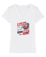 E CRACIUN, ESTE DIVIN! ... NI SE TRAGE DE LA VIN! Tricou mânecă scurtă guler V Damă Evoker