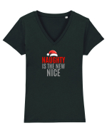 NAUGHTY IS THE NEW NICE Tricou mânecă scurtă guler V Damă Evoker
