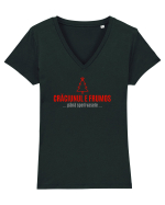 CRACIUNUL E FRUMOS... pana speli vasele Tricou mânecă scurtă guler V Damă Evoker