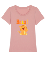 HELLO cu pisică  Tricou mânecă scurtă guler larg fitted Damă Expresser