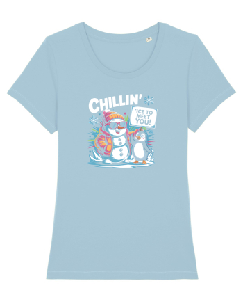 `ICE TO MEET YOU! - om de zapada & pinguin simpatic cool Sky Blue