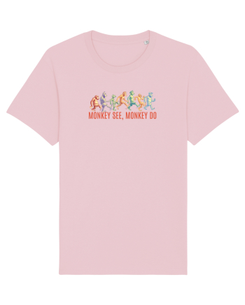 MONKEY SEE, MONKEY DO (rautatea / bunatatea se imita)  - maimute kicking a* Cotton Pink