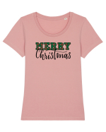Merry Christmas  Tricou mânecă scurtă guler larg fitted Damă Expresser
