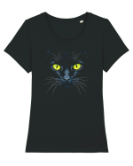 PISICA OCHI VERZI Tricou mânecă scurtă guler larg fitted Damă Expresser