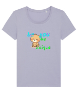 Be you, be uniqe  Tricou mânecă scurtă guler larg fitted Damă Expresser