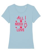 All i need is love Tricou mânecă scurtă guler larg fitted Damă Expresser