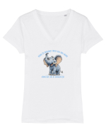 CAND ITI INFRUNTI FRICA CEA MAI MARE - AFLI CAT DE CURAJOS ESTI elefant Tricou mânecă scurtă guler V Damă Evoker