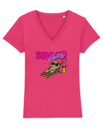 Summer vibes  Tricou mânecă scurtă guler V Damă Evoker