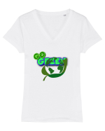 Go green  Tricou mânecă scurtă guler V Damă Evoker