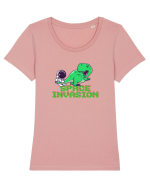 Space invasion  Tricou mânecă scurtă guler larg fitted Damă Expresser