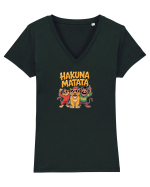 HAKUNA MATATA - NO WORRIES - FARA GRIJI Tricou mânecă scurtă guler V Damă Evoker