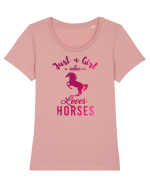 Love Horses Tricou mânecă scurtă guler larg fitted Damă Expresser
