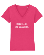 Silence and a good book Tricou mânecă scurtă guler V Damă Evoker