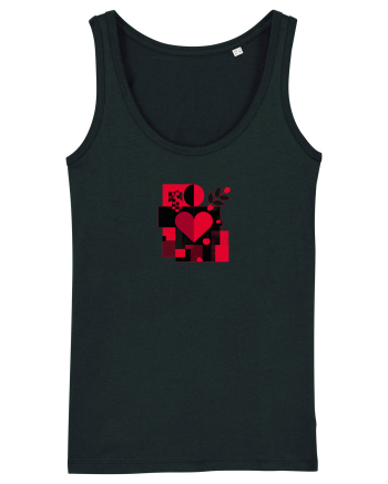 IUBIRE - INIMA - ABSTRACT  - GEOMETRIC - FLORAL Black