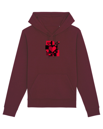 IUBIRE - INIMA - ABSTRACT  - GEOMETRIC - FLORAL Burgundy