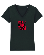 IUBIRE - INIMA - ABSTRACT  - GEOMETRIC - FLORAL Tricou mânecă scurtă guler V Damă Evoker
