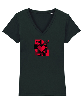IUBIRE - INIMA - ABSTRACT  - GEOMETRIC - FLORAL Black