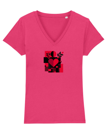 IUBIRE - INIMA - ABSTRACT  - GEOMETRIC - FLORAL Raspberry