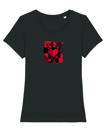IUBIRE - INIMA - ABSTRACT  - GEOMETRIC - FLORAL Black