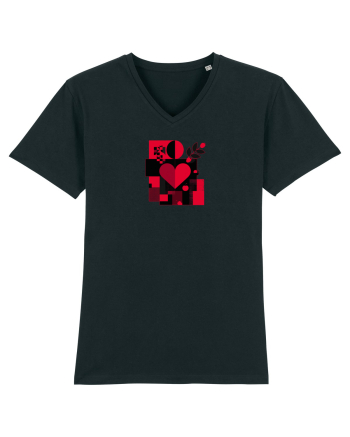 IUBIRE - INIMA - ABSTRACT  - GEOMETRIC - FLORAL Black