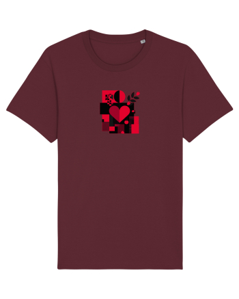 IUBIRE - INIMA - ABSTRACT  - GEOMETRIC - FLORAL Burgundy
