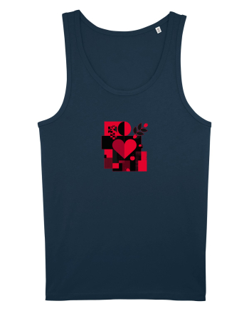 IUBIRE - INIMA - ABSTRACT  - GEOMETRIC - FLORAL Navy