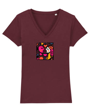 IUBIRE - INIMA - CUPLU  - GEOMETRIC - CUBIST Burgundy