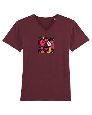 IUBIRE - INIMA - CUPLU  - GEOMETRIC - CUBIST Burgundy