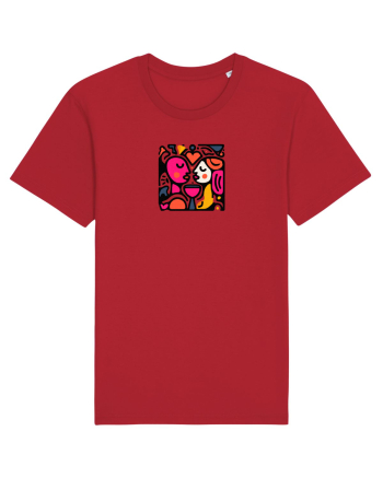 IUBIRE - INIMA - CUPLU  - GEOMETRIC - CUBIST Red