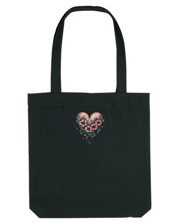 DRAGOBETE - VALENTINE`S DAY - INIMA - FLORI stil tatuaj Black