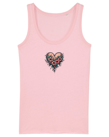 DRAGOBETE - VALENTINE`S DAY - INIMA - FLORI stil tatuaj Cotton Pink