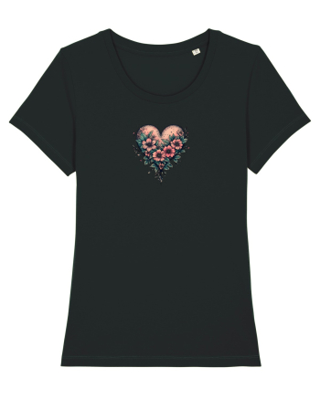 DRAGOBETE - VALENTINE`S DAY - INIMA - FLORI stil tatuaj Black