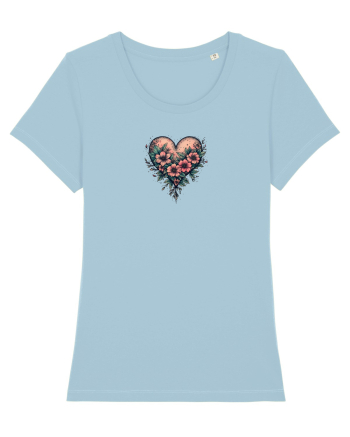 DRAGOBETE - VALENTINE`S DAY - INIMA - FLORI stil tatuaj Sky Blue